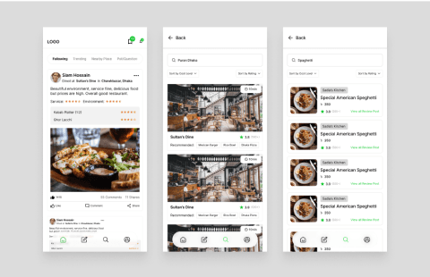 Food services digital interface mockup